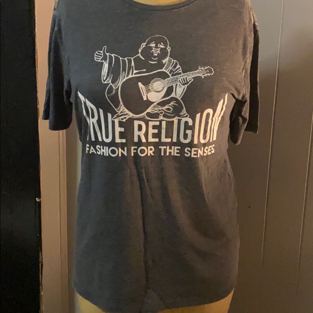 Grey and white True Religion T-shirt